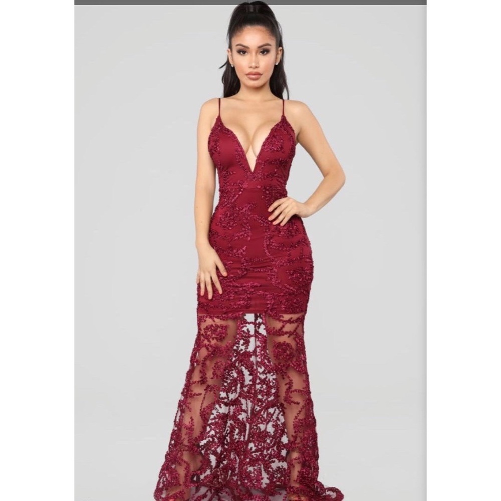 Wine formal dress